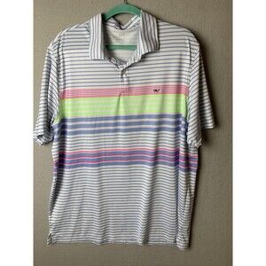 Vineyard Vines Polo Shirt Mens XL Striped Performance Golf Rugby Colorful